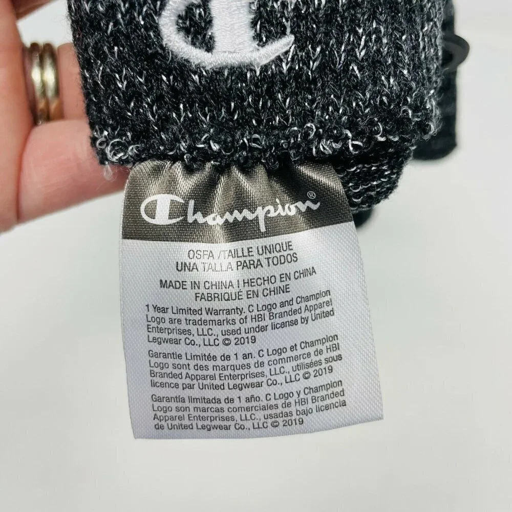 Champion Toddler Girls One Size Fits Most Metallic Knit Gloves Black Silver 849